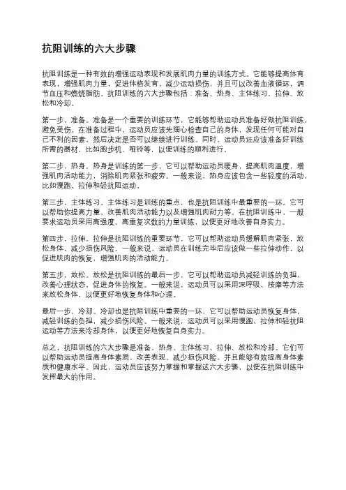 抗阻训练的六大步骤