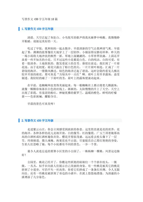 写景作文450字五年级10篇 