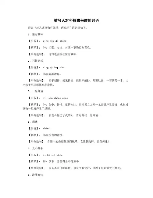 描写人对科技感兴趣的词语