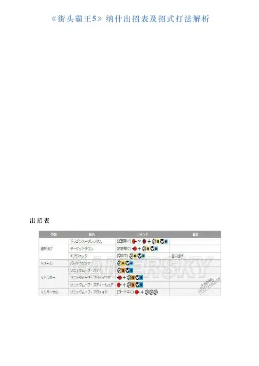 《街头霸王5》纳什出招表及招式打法解析