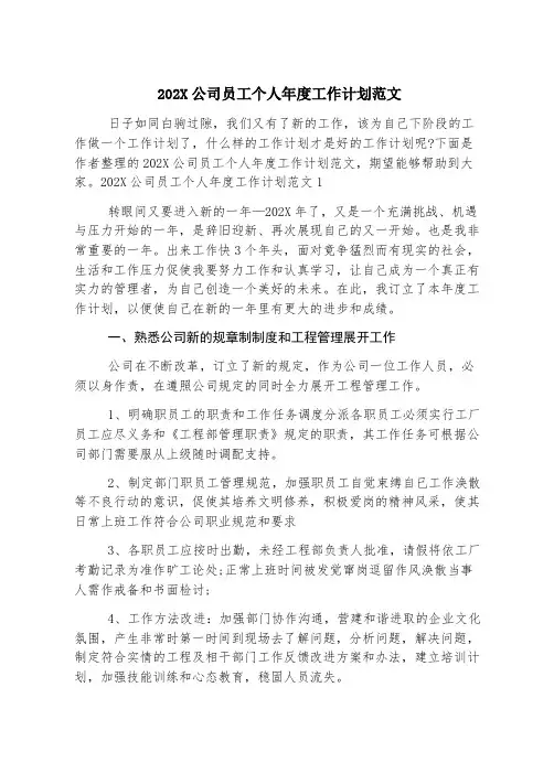 2023公司员工个人年度工作计划范文