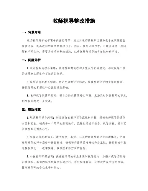 教师视导整改措施