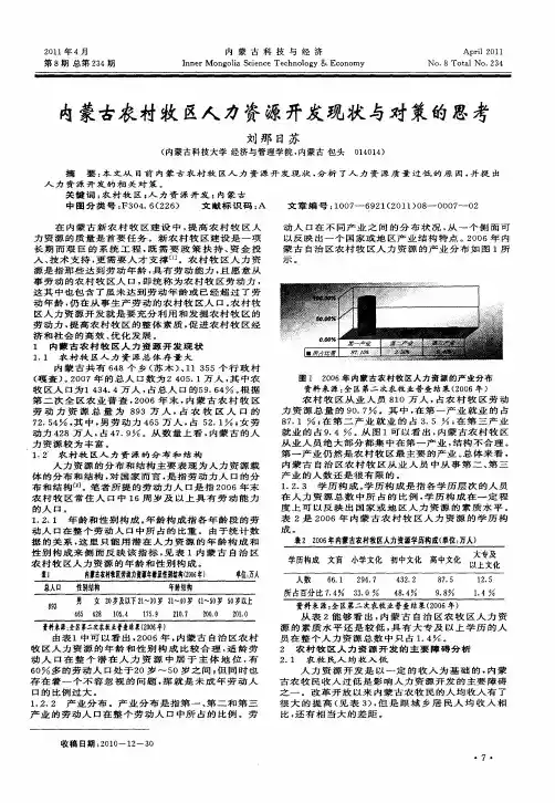 内蒙古农村牧区人力资源开发现状与对策的思考