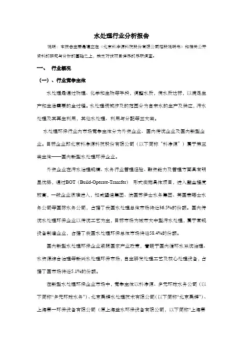 水处理行业分析报告 