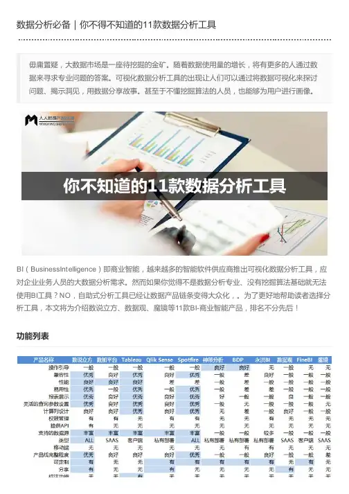 数据分析必备｜你不得不知道的11款数据分析工具