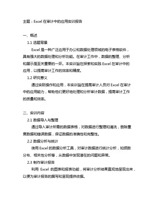 excel在审计中的应用实训报告