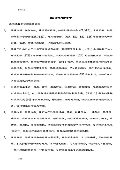 TMS治疗方案设计参考