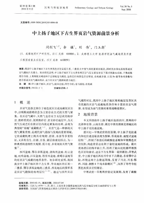 中上扬子地区下古生界页岩气资源前景分析