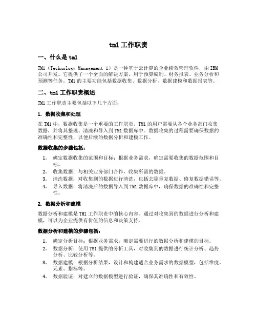 tm1 工作职责