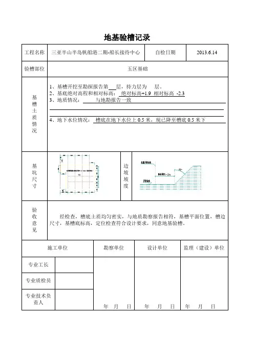 地基验槽记录