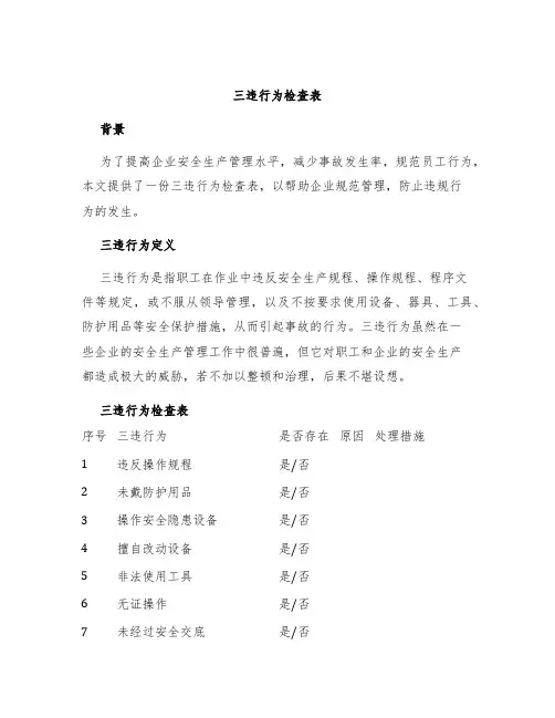 三违行为检查表