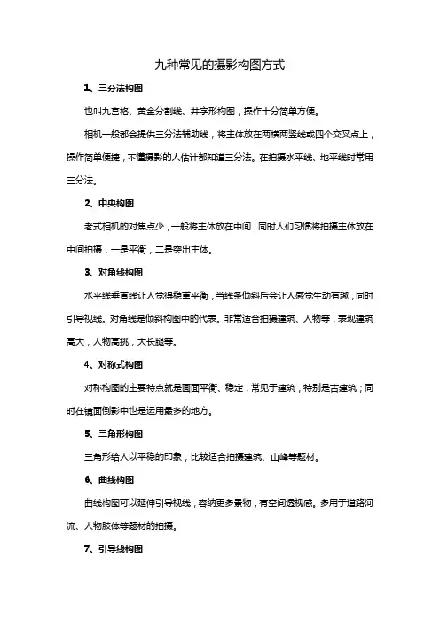 九种常见的摄影构图方式