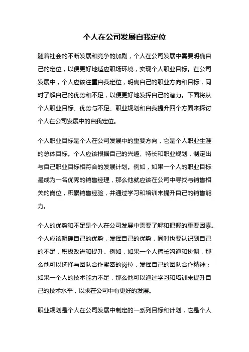 个人在公司发展自我定位