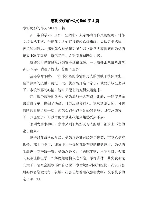 感谢奶奶的作文500字3篇