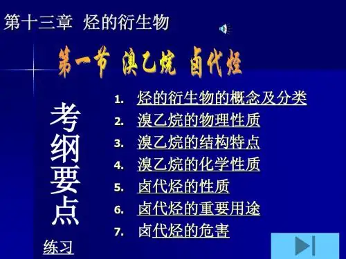 高二化学第十三章烃的衍生物第一节溴乙烷卤代烃最新精品PPT多媒体课件