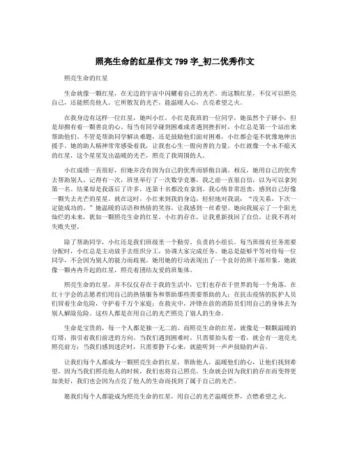照亮生命的红星作文799字_初二优秀作文