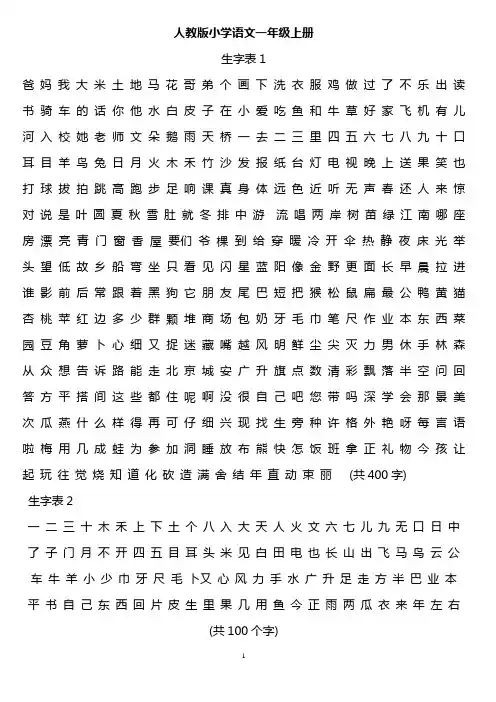 人教版小学语文一至六年级生字词语汇总 3