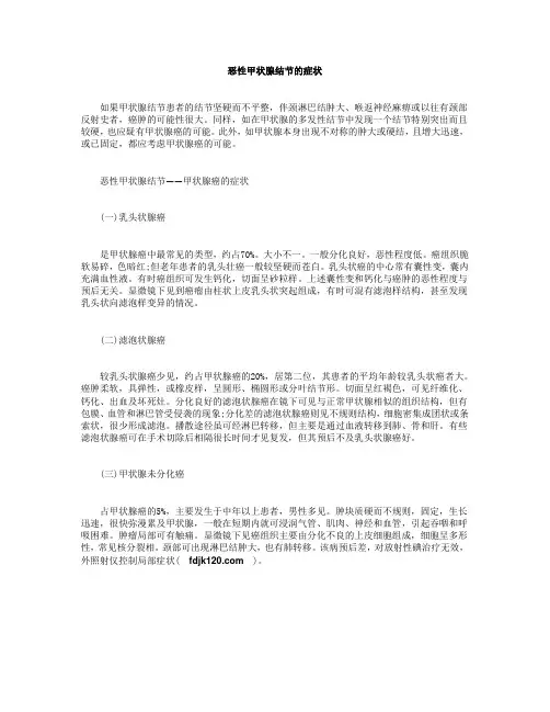 恶性甲状腺结节的症状