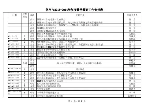 2013至2014年教研工作计划(正式版)