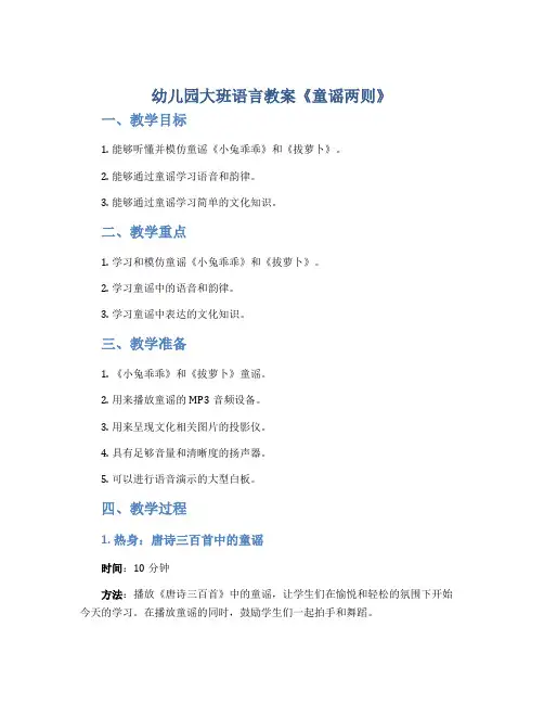 幼儿园大班语言教案《童谣两则》