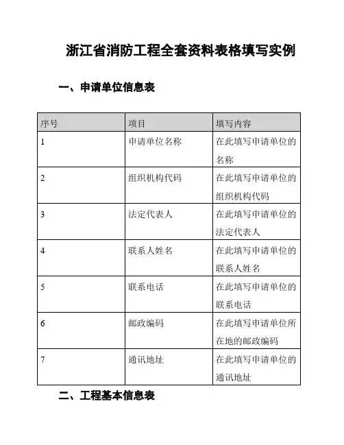 浙江省消防工程全套资料表格填写实例