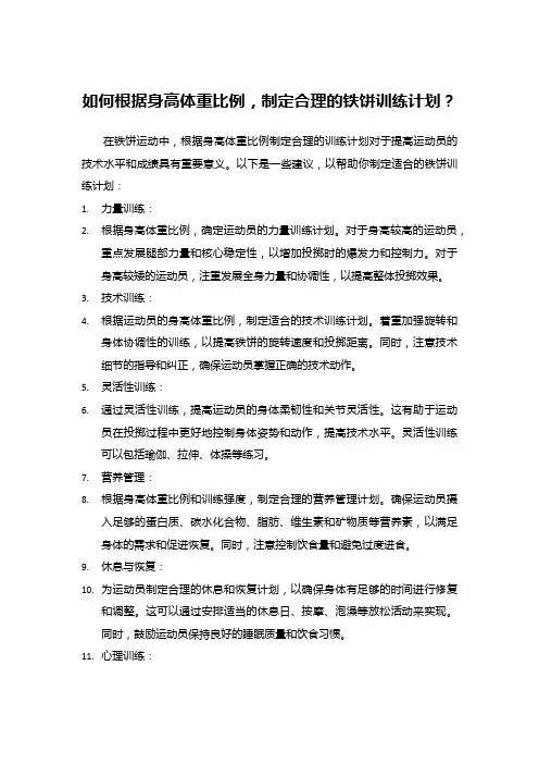 如何根据身高体重比例,制定合理的铁饼训练计划？