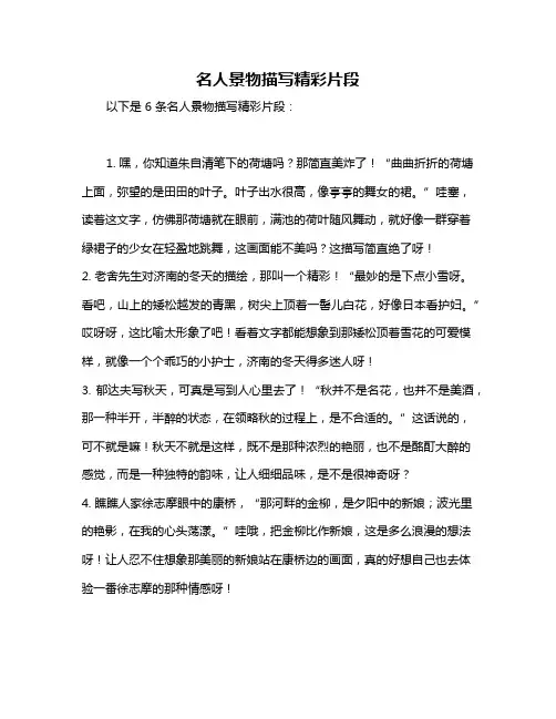 名人景物描写精彩片段