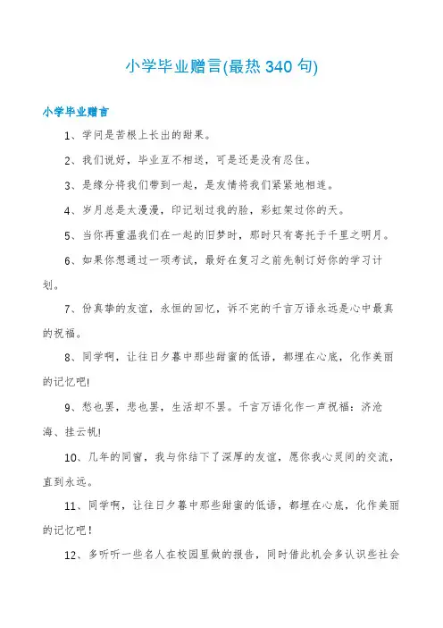 小学毕业赠言