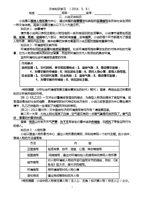 小说文体知识