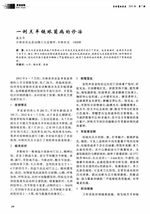 一例羔羊链球菌病的诊治