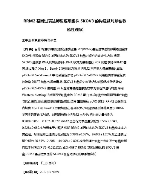 RRM2基因过表达卵巢癌细胞株SKOV3的构建及对顺铂敏感性观察