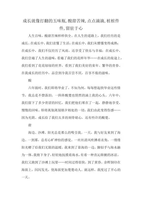 成长就像打翻的五味瓶,酸甜苦辣,点点滴滴,桩桩件件,留驻于心