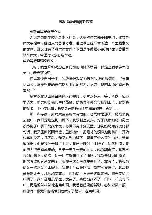 成功背后是艰辛作文