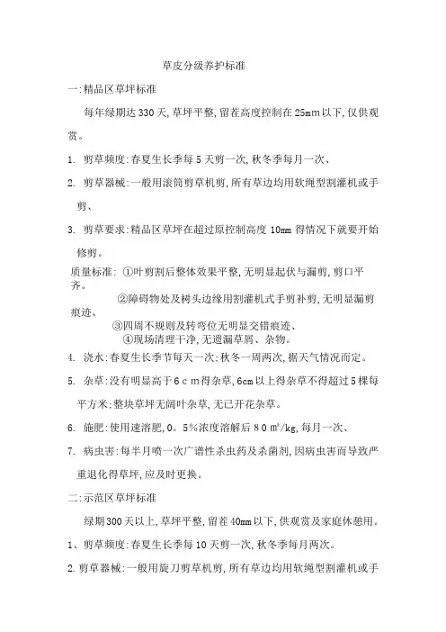 草坪养护标准