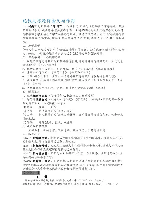 文章标题的含义、作用