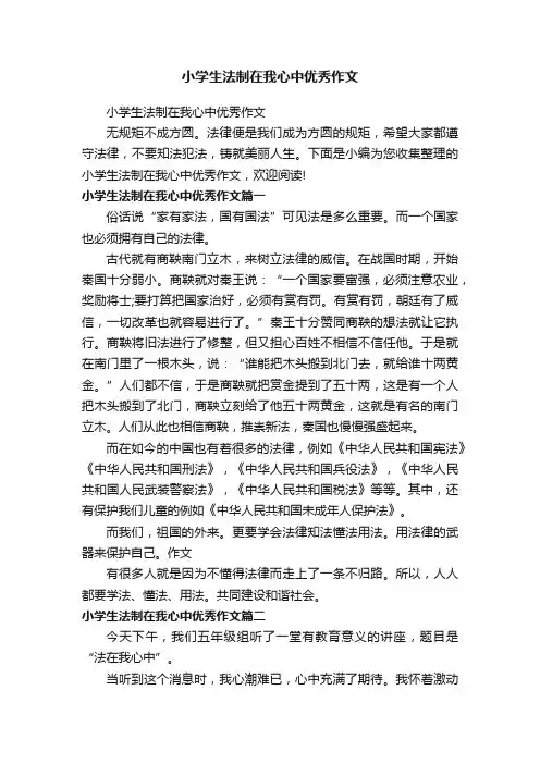 小学生法制在我心中优秀作文