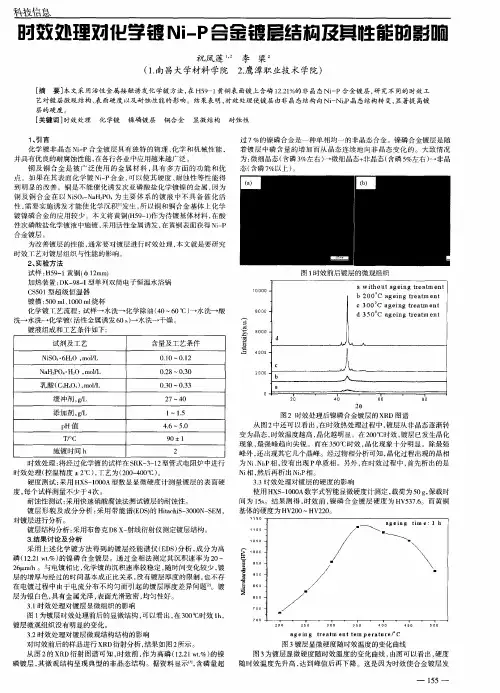 时效处理对化学镀Ni-P合金镀层结构及其性能的影响