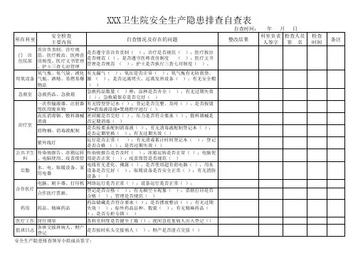 卫生院安全生产隐患集中自查表