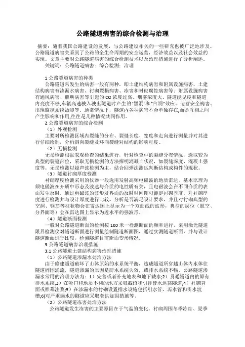 公路隧道病害的综合检测与治理