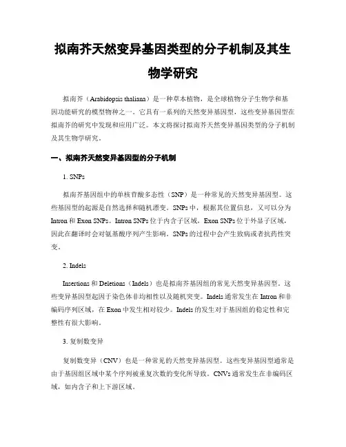 拟南芥天然变异基因类型的分子机制及其生物学研究