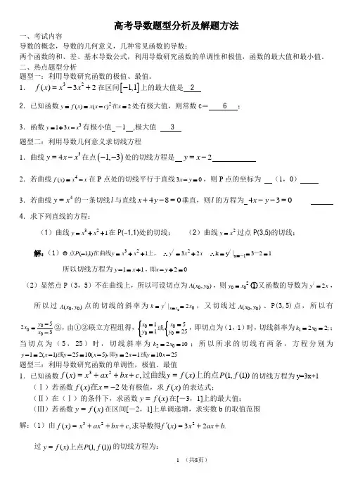 高考导数题型分析及解题方法