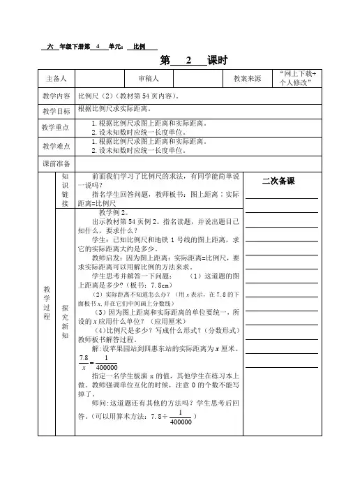 新人教版六年级下册比例尺第二课时