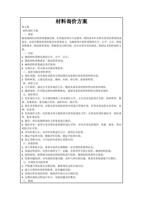 材料询价方案