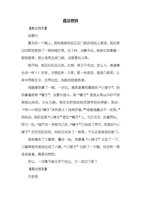 四年级作文：真没想到作文400字_1