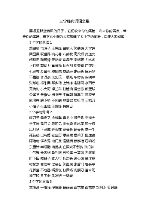 三字经典词语全集