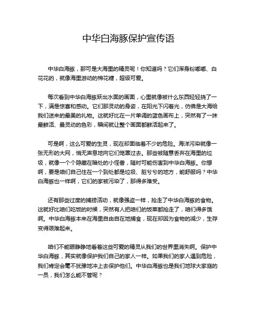 中华白海豚保护宣传语