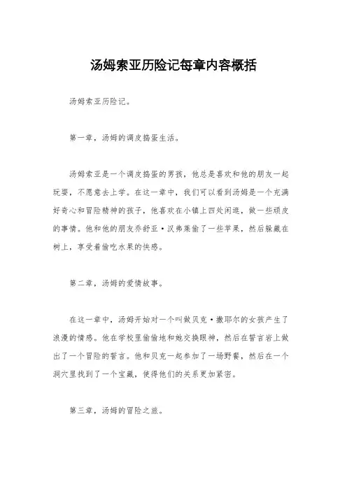 汤姆索亚历险记每章内容概括