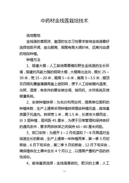 中药材金线莲栽培技术