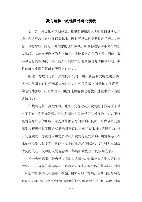 数与运算一致性国外研究现状