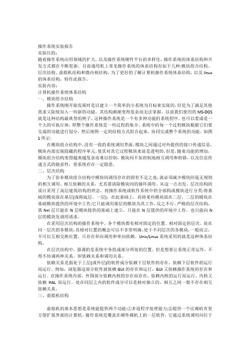 计算机操作系统体系结构实验报告